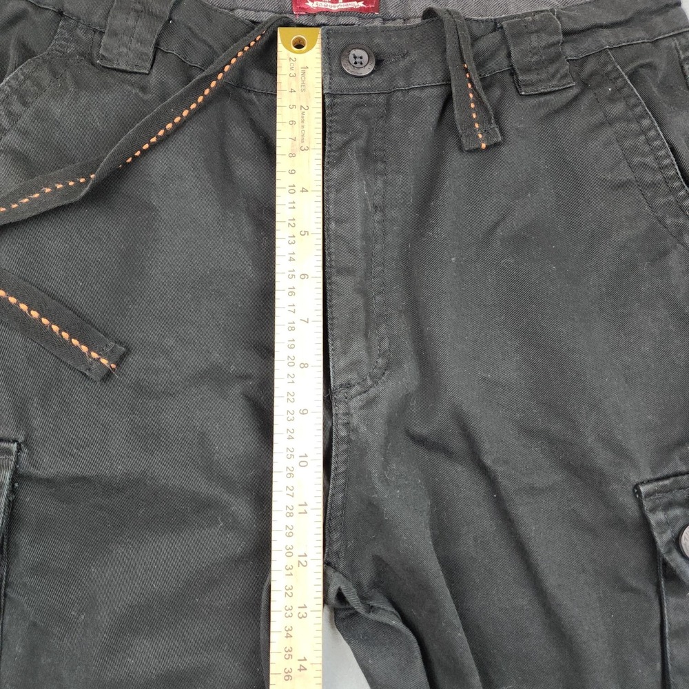 Matchstick Pants Mens 35x32 Black Cargo Canvas Workwear Utility Drawstring READ - Picture 5 of 11